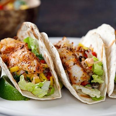 Fish tacos with mango salsa