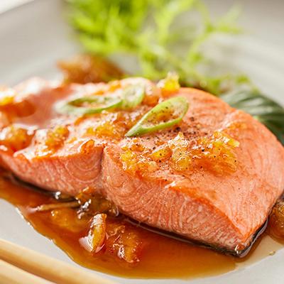 Featured catch with a slice of sockeye salmon on a plate.